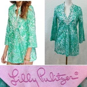 Lilly Pulitzer Sarasota Tunic in the "Bungle in the Jungle" print.